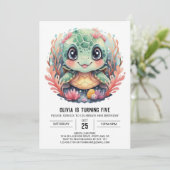 Invitation Sous la mer Turtle Girl Anniversaire (Debout devant)
