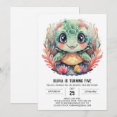 Invitation Sous la mer Turtle Girl Anniversaire (Devant / Derrière)