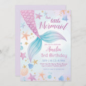 Invitation Sous la mer violet Turquoise Petite Sirène Anniver (Devant / Derrière)