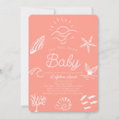 Invitation Sous la mer, vous bientôt Baby shower de fille ros (Devant)
