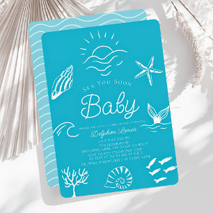 Invitation Sous la mer, vous Bientôt le Baby shower des Garço