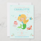 Invitation Sous la sirène de mer avec des enfants de cheveux (Devant)