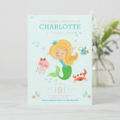 Invitation Sous la sirène de mer avec des enfants de cheveux (Debout devant)