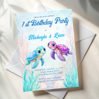 Sous la tortue de mer aqua bleu jumeaux anniversai