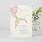 Invitation Sous la voile de sirène de mer fête d'anniversaire (Debout devant)