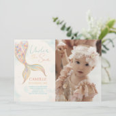 Invitation Sous la voile de sirène de mer fête d'anniversaire (Debout devant)