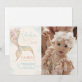 Invitation Sous la voile de sirène de mer fête d'anniversaire (Devant / Derrière)