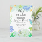 Invitation Sous l'Ahoy bleu marine C'est un garçon (Debout devant)