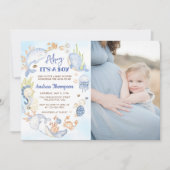 Invitation Sous l'Ahoy bleu mer C'est un Baby shower garçon (Devant)