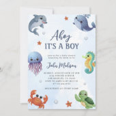 Invitation Sous l'Ahoy de la mer C'est un Baby shower bleu ga (Devant)