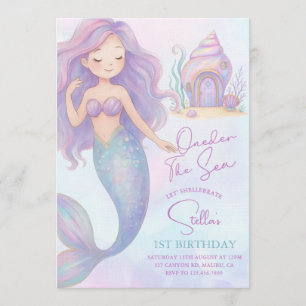 Invitation Sous l'anniversaire de 1 an de fille de mer de sir
