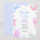 Invitation Sous l'Anniversaire de enfant marin (Devant / Derrière)