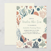 Invitation Sous l'Anniversaire de la mer, Motif de Whispers O (Devant / Derrière)