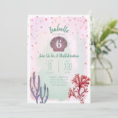 Invitation Sous l'aquarelle de la mer Confetti Coral Annivers (Debout devant)