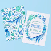 Invitation Sous l'aquarelle de la mer Créatures de la mer Ble