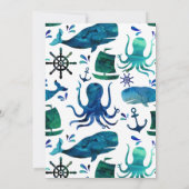 Invitation Sous l'aquarelle de la mer Enfants pieuvre Anniver (Dos)