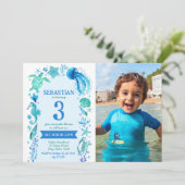 Invitation Sous l'aquarelle de la mer Vie maritime Anniversai (Debout devant)