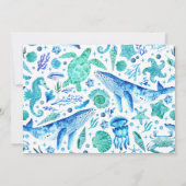 Invitation Sous l'aquarelle de la mer Vie maritime Anniversai (Dos)