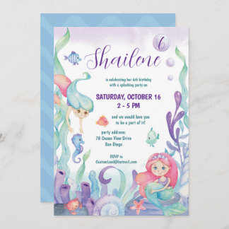 Invitation Sous L'Aquarelle De Mer Fête Anniversaire En