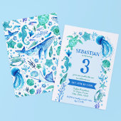 Invitation Sous l'aquarelle de mer Jellyfish, Sea Horse