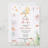 Invitation Sous l'Aquarelle de mer orange et Baby shower rose (Devant)