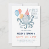 Invitation Sous l'aquarelle de pieuvre de mer Fête d'annivers (Devant)
