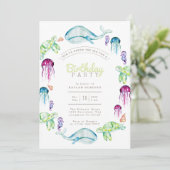 Invitation Sous l'aquarelle marine | Anniversaire (Debout devant)