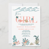 Invitation Sous l'aquarelle marine C'est un Baby shower fémin (Devant)