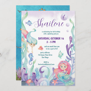 Invitation Sous l'aquarelle marine Fête d'anniversaire de la 