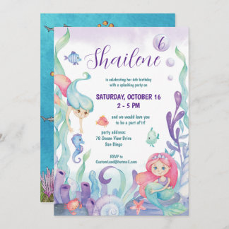 Invitation Sous l'aquarelle marine Fête d'anniversaire de la