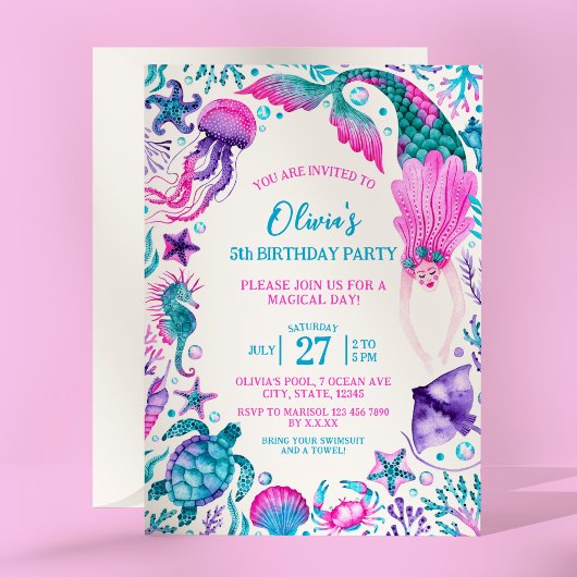 Invitation Sous l'aquarelle marine Fête d'anniversaire de la 
