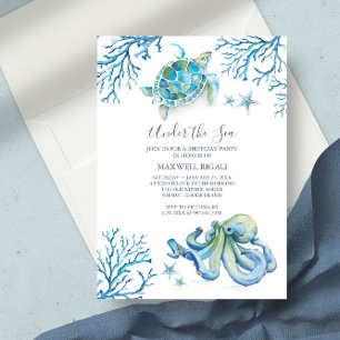 Invitation Sous l'aquarelle Sea Boy fête d'anniversaire