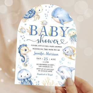Invitation Sous l'arch océan bleu Baby Shower