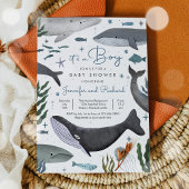 Invitation Sous le Baby shower animal marin de la baleine