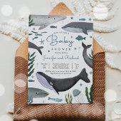 Invitation Sous le Baby shower animal marin de la baleine