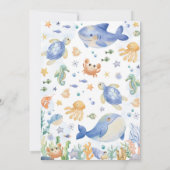 Invitation Sous le Baby shower d'animaux de l'océan bleu mari (Dos)
