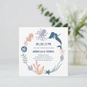 Invitation Sous le Baby shower d'animaux de l'océan marin (Debout devant)