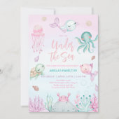 Invitation Sous le Baby shower d'animaux marins (Devant)