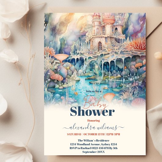 Invitation Sous le Baby shower d'animaux marins