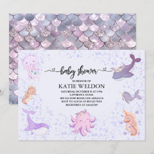 Invitation Sous le Baby shower d'animaux pour bébés de la mer