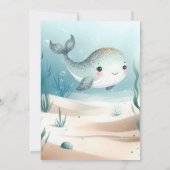 Invitation Sous le Baby shower d'aquarelle bleu marine (Dos)