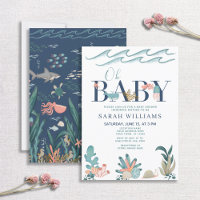 Sous le Baby shower d'aquarelle bleu marine