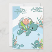 Invitation Sous le Baby shower d'aquarelle bleu marine pour g (Dos)