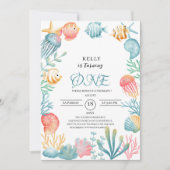 Invitation Sous le Baby shower d'aquarelle de l'océan marin (Devant)