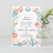 Invitation Sous le Baby shower d'aquarelle de l'océan marin (Debout devant)