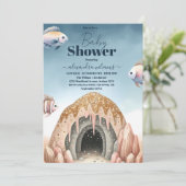 Invitation Sous le Baby shower d'aquarelle de mer (Debout devant)