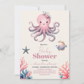 Invitation Sous le Baby shower d'aquarelle de mer (Devant)