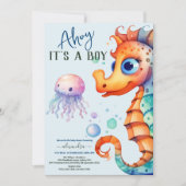 Invitation Sous le Baby shower d'aquarelle de mer (Devant)