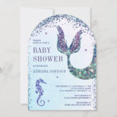 Invitation Sous le Baby shower d'arc de sirène violet de mer (Devant)