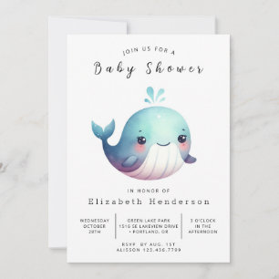 Invitation Sous le Baby shower de la baleine numérique de la 